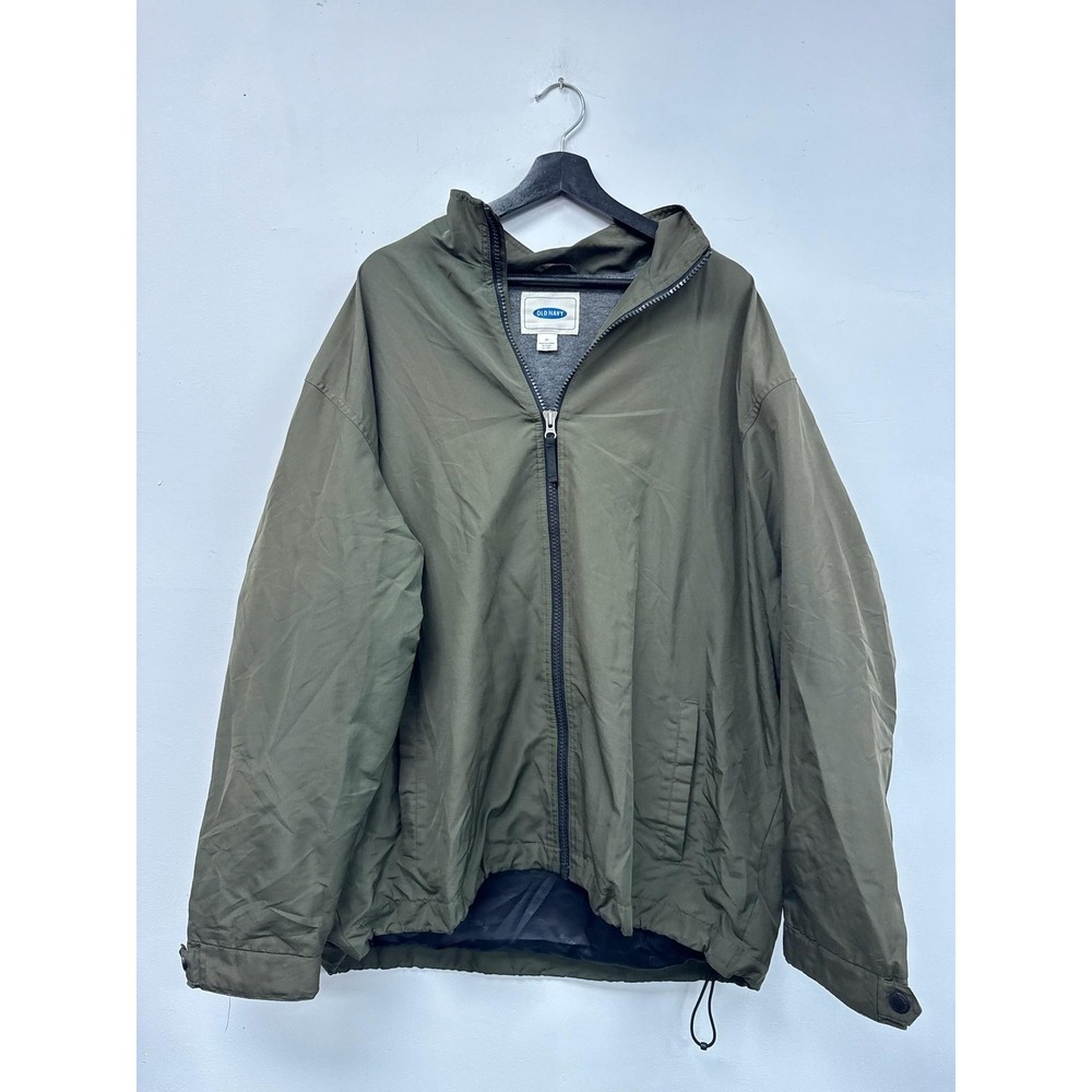 Vintage Old Navy Jacket Mens XL Green Hooded Zip Windbreaker Made‎ Korea 90s